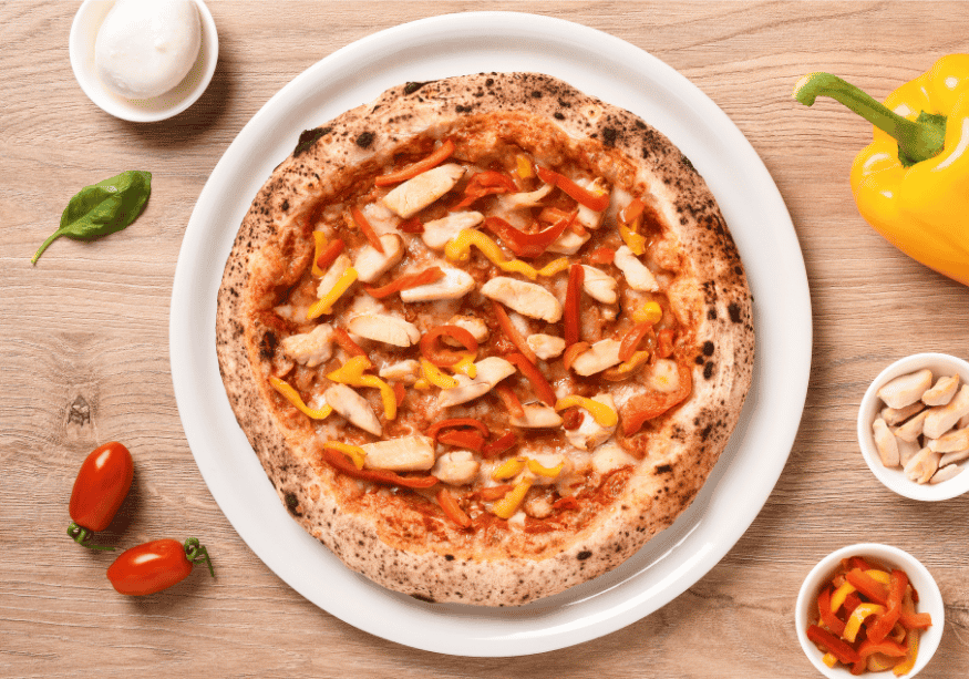 CH : Pizza protéinée au poulet et aux poivrons
