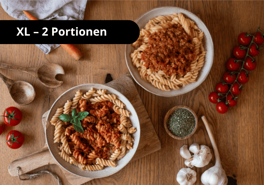 Pâtes végétaliennes à la bolognaise protéinées (XL, 2 portions)
