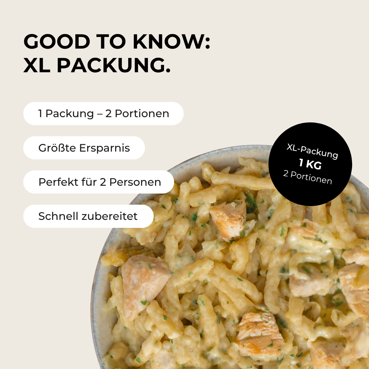 Spätzle au fromage et au poulet (XL, 2 portions)