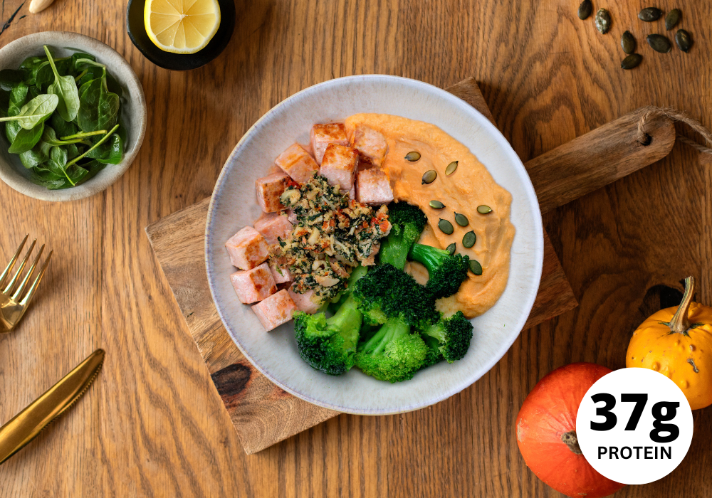 Lachs mit Kürbis-Püree