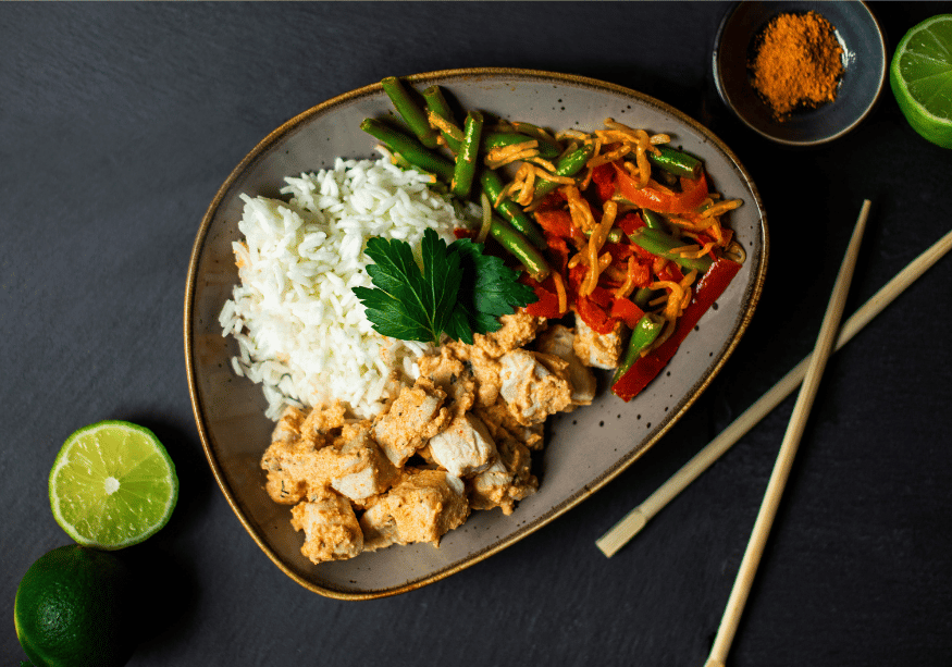 Rotes Curry mit Hähnchenbrust