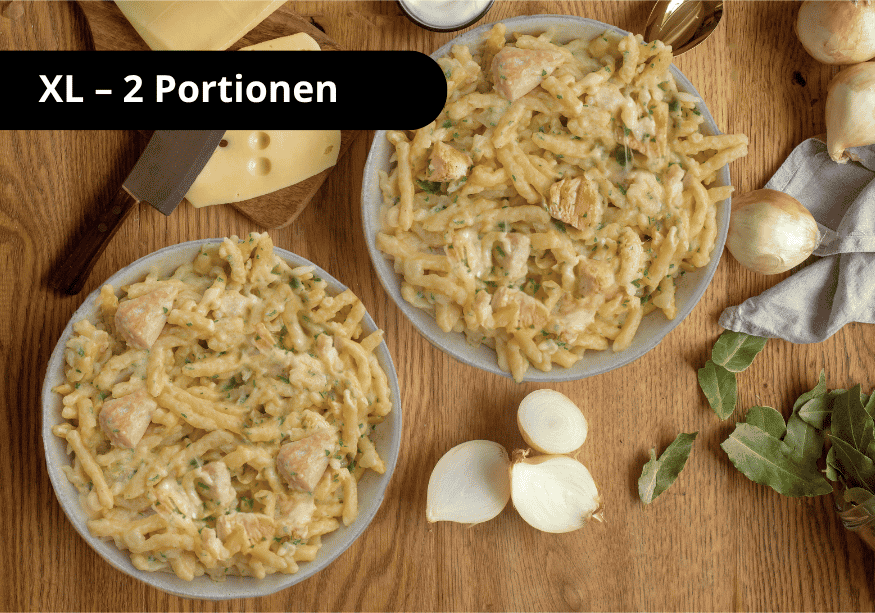 Käsespätzle mit Hähnchen (XL, 2 Portionen)