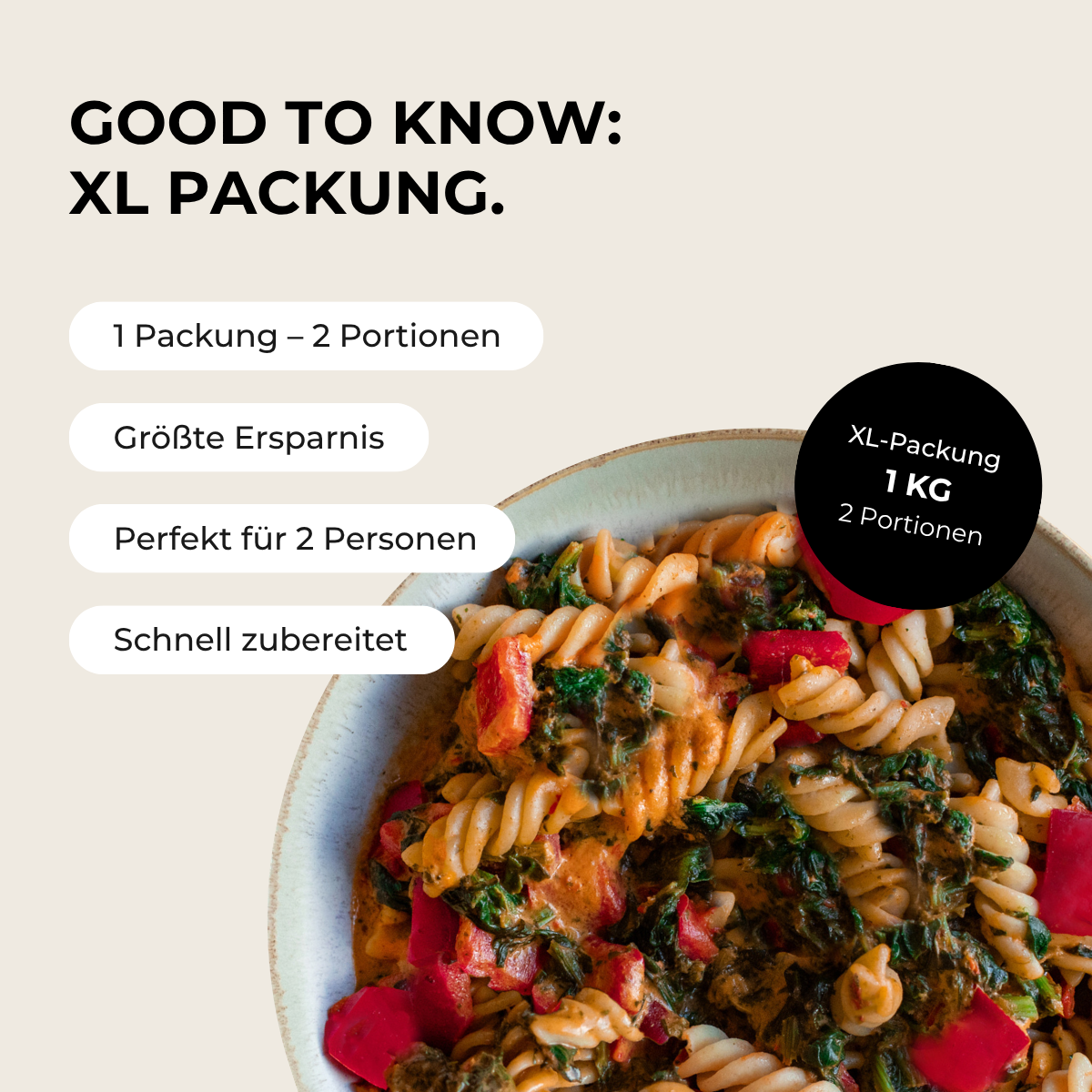 Protein Pasta mit Frischkäsesoße (XL, 2 Portionen)