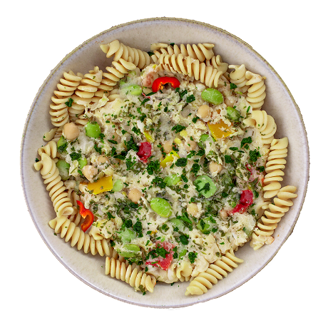 Protein fusilli with lemongrass sauce