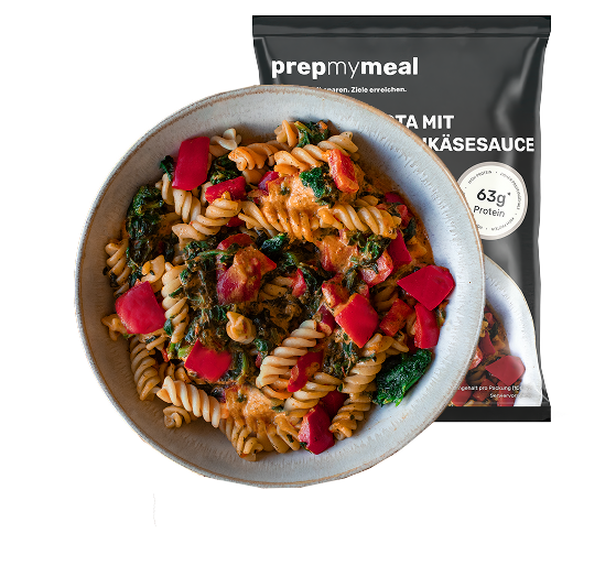 Protein pasta with cream cheese sauce 