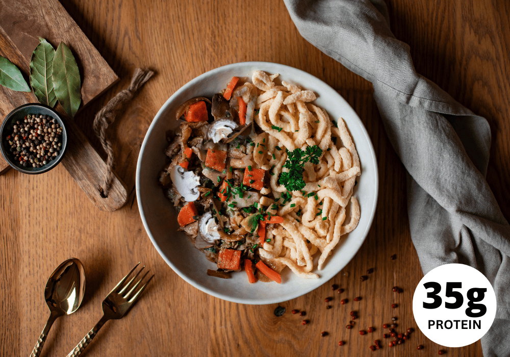 Spaetzle with beef strips