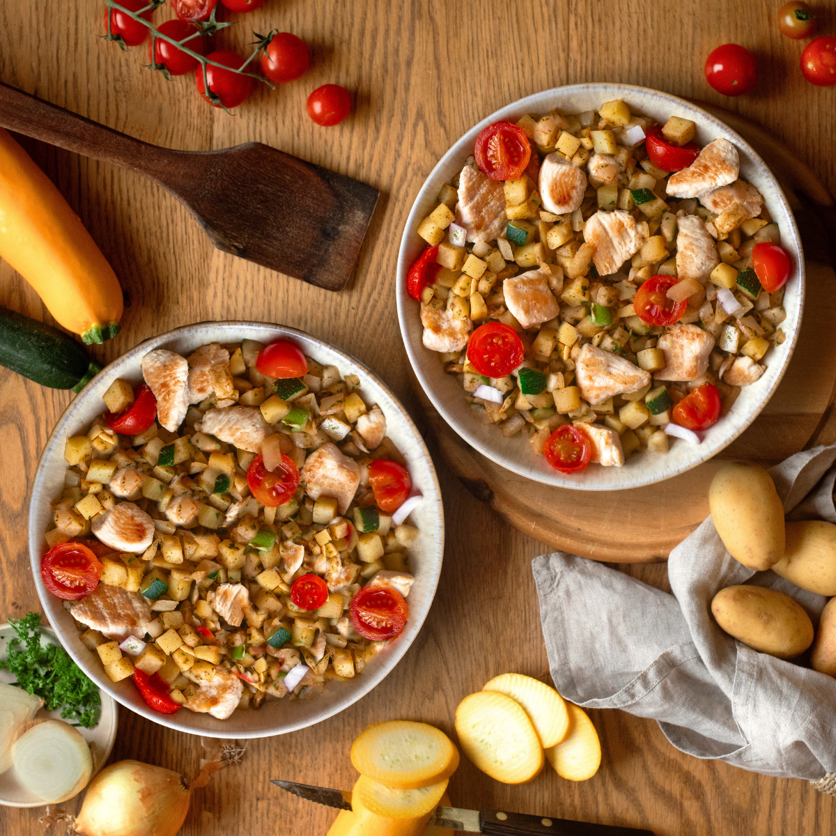 Fried potatoes with chicken (XL, 2 servings)