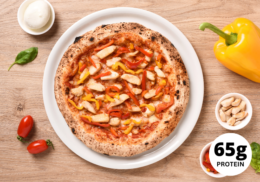 CH : Pizza protéinée au poulet et aux poivrons