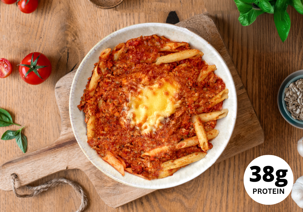 CH : Penne protéinées avec sauce bolognaise végétarienne
