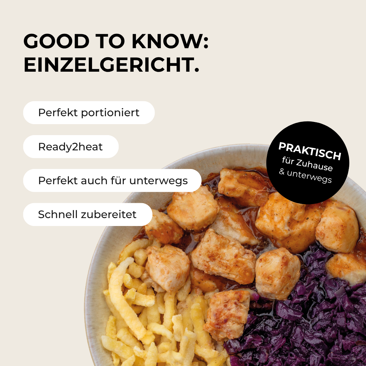 CH: Hähnchen mit Rotkohl & Spätzle