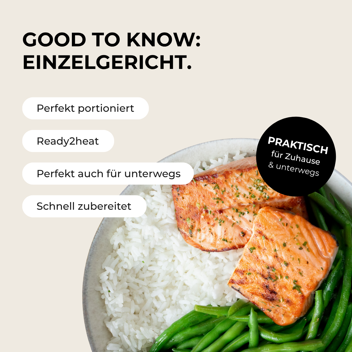 CH: Lachs mit Reis & grüne Bohnen