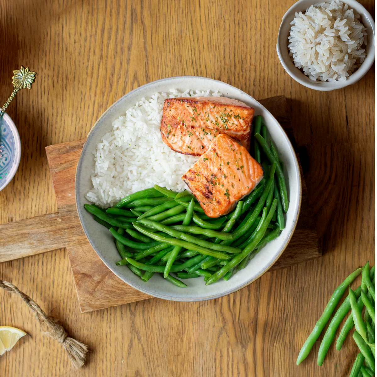 CH: Lachs mit Reis & grüne Bohnen