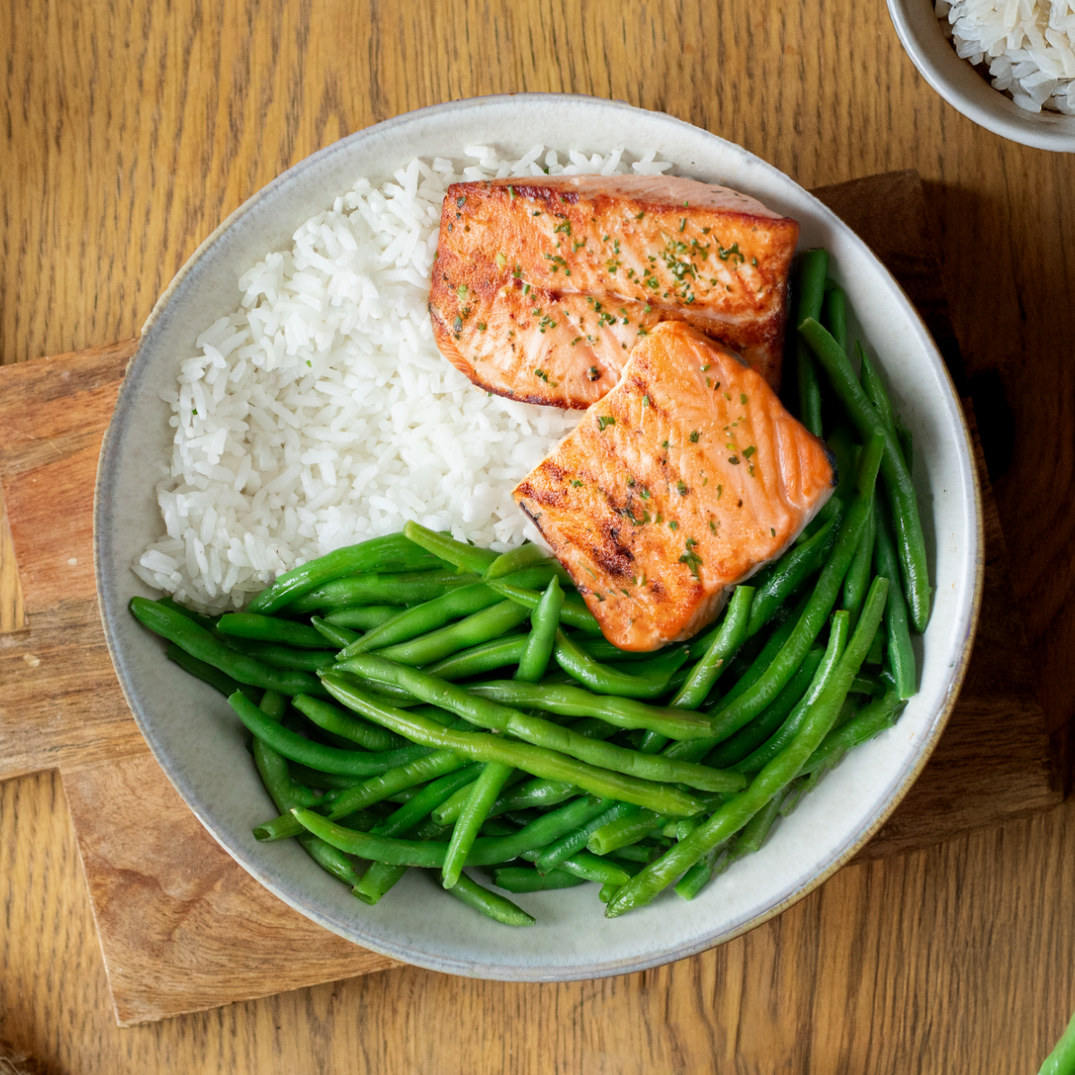 CH: Lachs mit Reis & grüne Bohnen