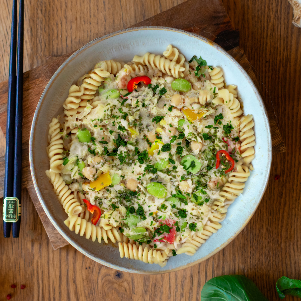 Linsenpasta mit Zitronengrassosse