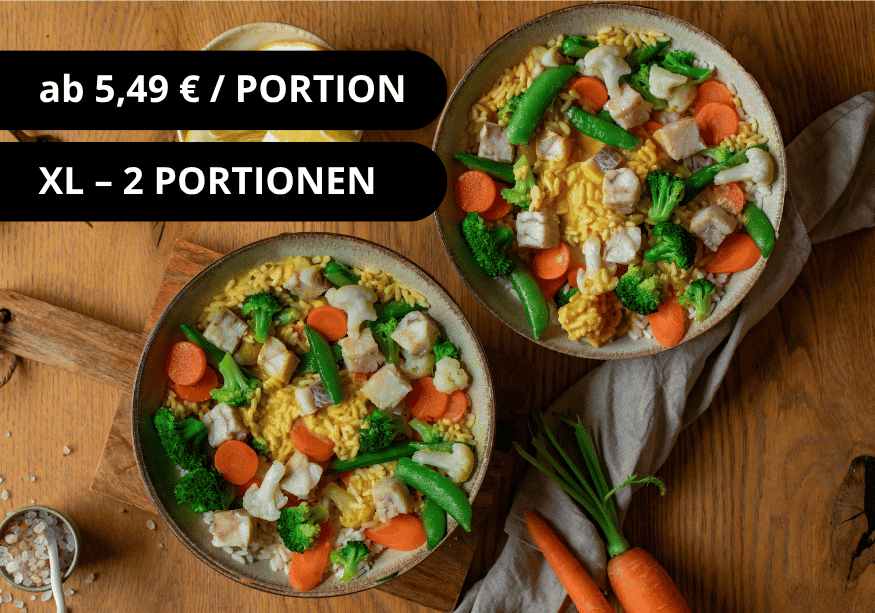 Seelachs, Reis & Gemüse (XL, 2 Portionen)